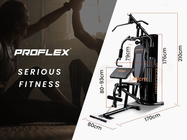 PROFLEX Multi-Station Home Gym Set with 98lbs Weight Plates- M8000