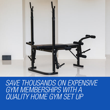 PROFLEX 7in1 Weight Bench Press Multi-Station Home Gym Leg Curl Equipment Set