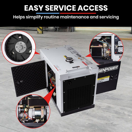 GENPOWER 7kW Peak 5kW Rated Commercial Diesel Generator, Three Phase 415V, Electric Start, Sound-Insulated, RCD Safety Switch, Worksite & Backup Power