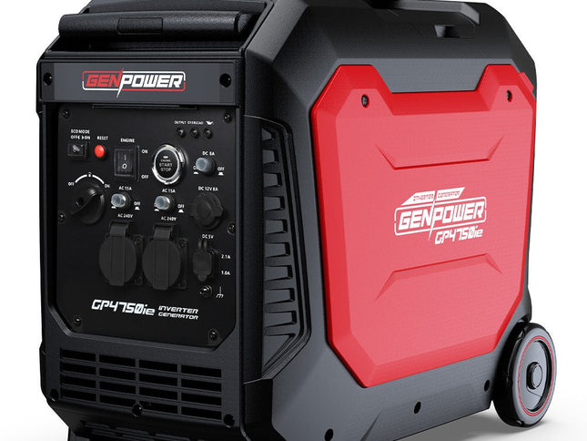 GENPOWER 4.7kW Peak 3.8kW Inverter Generator, Push Button & Remote Start, Portable w/ Wheels, Camping, Backup, Mobile A/C