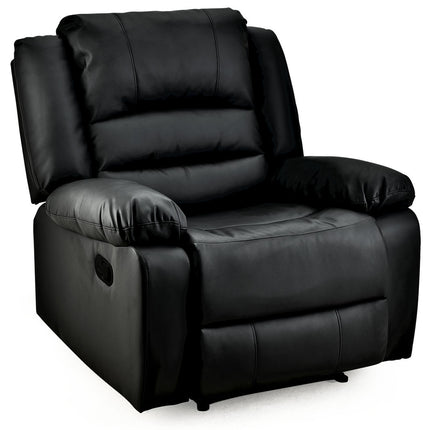 FORTIA Luxury Recliner Lounge Chair, Single Faux Leather Armchair, Elderly, Black