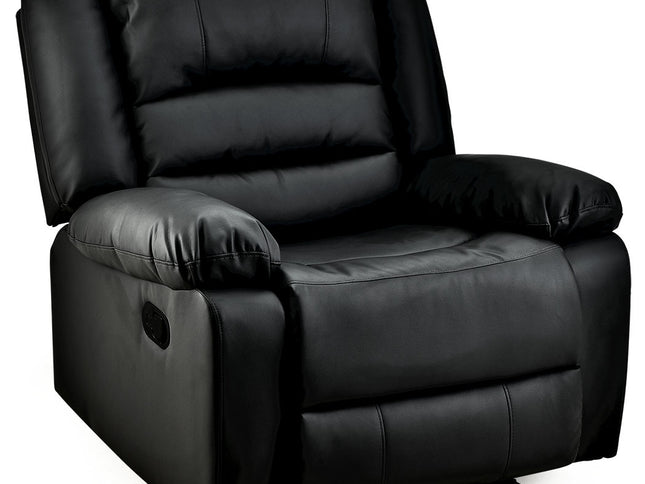 FORTIA Luxury Recliner Lounge Chair, Single Faux Leather Armchair, for Home Theatre Cinema, Elderly, Black