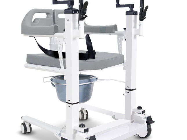EQUIPMED 4in1 Patient Lift Transfer Chair, Manual Height Adjustment, Shower Compatible, Over Toilet, Removable Commode, for Seniors Elderly Disabled