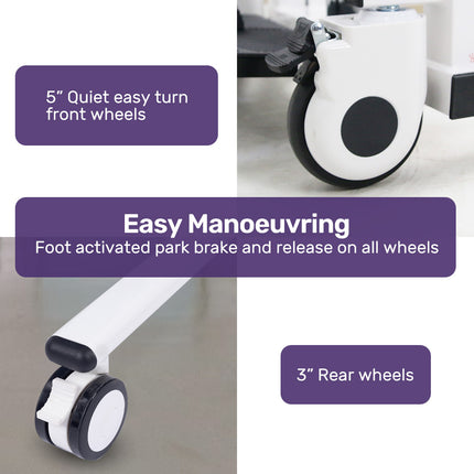 EQUIPMED 4in1 Patient Lift Transfer Chair, Manual Height Adjustment, Shower Compatible, Over Toilet, Removable Commode