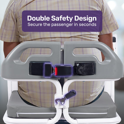 EQUIPMED 4in1 Patient Lift Transfer Chair, Manual Height Adjustment, Shower Compatible, Over Toilet, Removable Commode