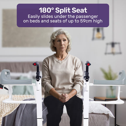 EQUIPMED 4in1 Patient Lift Transfer Chair, Manual Height Adjustment, Shower Compatible, Over Toilet, Removable Commode