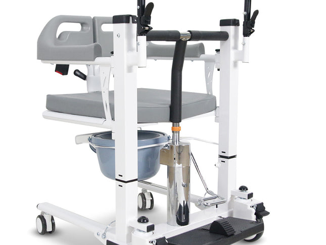 Equipmed Patient Lift Transfer Chair, Easy Hydraulic Height Adjustment, Shower Compatible, Over Toilet, Removable Commode, for Seniors Elderly Disabled