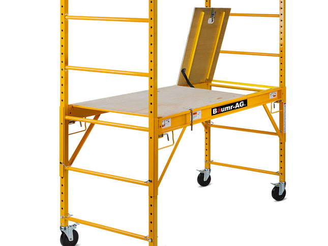 Baumr-AG Adjustable Mobile Scaffolding, 450kg Capacity, with Trapdoor Hatch