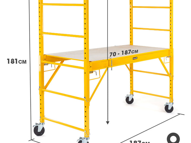 Baumr-AG Adjustable Mobile Scaffolding, 450kg Capacity, with Trapdoor Hatch