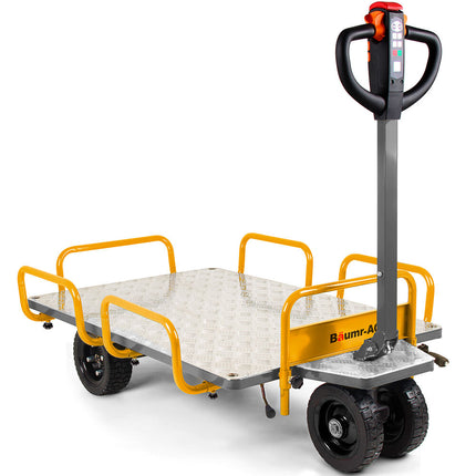 BAUMR-AG 40V Li-ion 400kg Electric Powered Platform Trolley, Adjustable Tray, Utility Cart Trolley for Warehouse Logistics Worksite