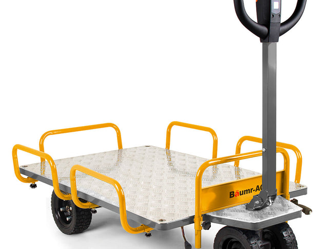 BAUMR-AG 40V Li-ion 400kg Electric Powered Platform Trolley, Adjustable Tray, Utility Cart Trolley for Warehouse Logistics Worksite