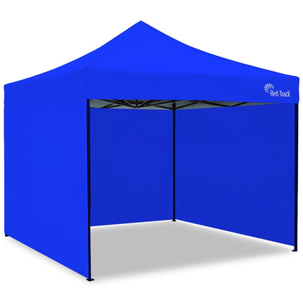RED TRACK 3x3m Premium Pop Up Gazebo Marquee, Patented Steel Cable Canopy Support System, Wheeled Carry Bag, Side Walls, UV Block, Reinforced Frame, Blue