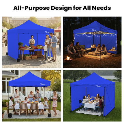 RED TRACK 3x3m Premium Pop Up Gazebo Marquee, Patented Steel Cable Canopy Support System, Wheeled Carry Bag, Side Walls, UV Block, Reinforced Frame, Blue