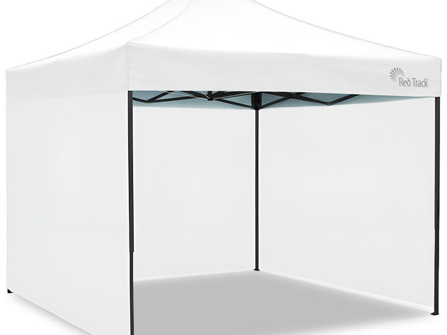 RED TRACK 3x3m Premium Pop Up Gazebo Marquee, Patented Steel Cable Canopy Support System, Wheeled Carry Bag, Side Walls, UV Block, Reinforced Frame, White