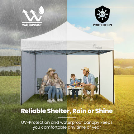 RED TRACK 3x3m Premium Pop Up Gazebo Marquee, Patented Steel Cable Canopy Support System, Wheeled Carry Bag, Side Walls, UV Block, Reinforced Frame, White