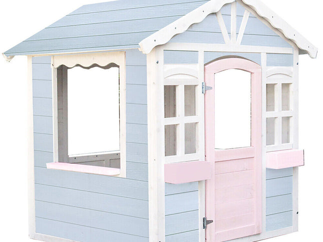 ROVO KIDS Cubby House, Outdoor Wooden DIY Timber Cottage Style Playhouse, for Children