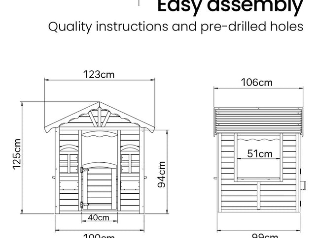 ROVO KIDS Cubby House, Outdoor Wooden DIY Timber Cottage Style Playhouse, for Children