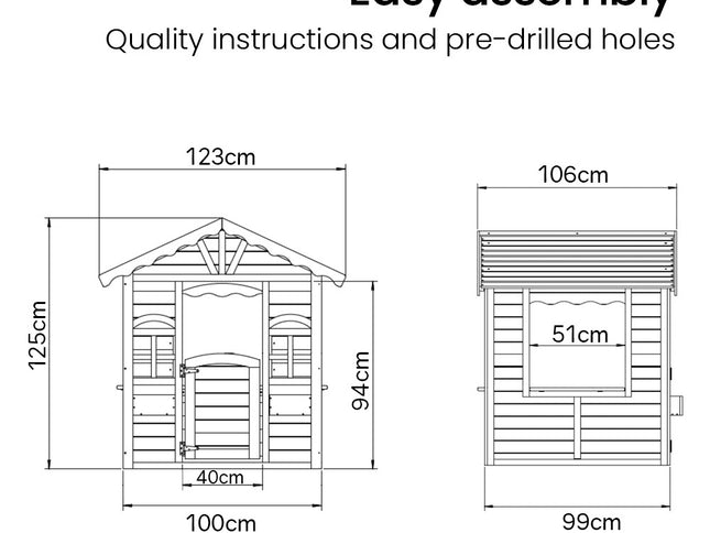 ROVO KIDS Cubby House, Wooden Outdoor DIY Timber Cottage Style Playhouse, for Children