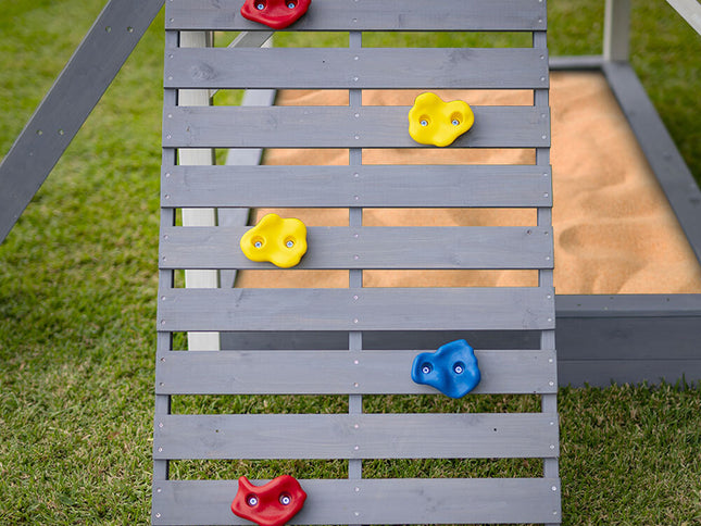 ROVO KIDS Wooden Tower Cubby House with Slide, Sandpit, Climbing Wall, Noughts & Crosses