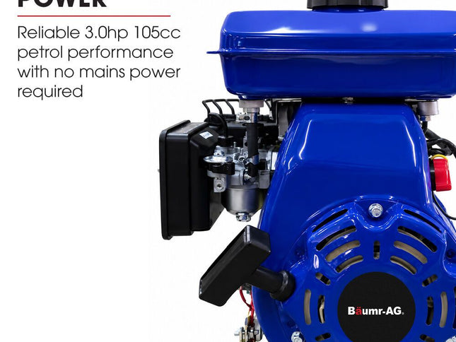 BAUMR-AG 160L Heavy-Duty Petrol Concrete Cement Mixer, 3hp 105cc Engine