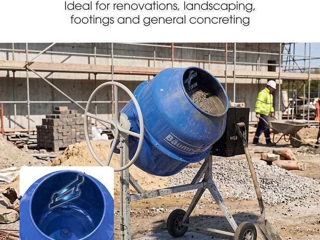 BAUMR-AG 200L Heavy-Duty Petrol Concrete Cement Mixer, 3hp 105cc Engine