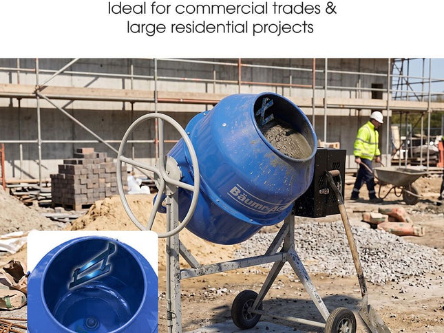 BAUMR-AG 250L Heavy-Duty Petrol Concrete Cement Mixer, 3hp 105cc Engine