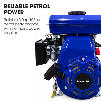 BAUMR-AG 250L Heavy-Duty Petrol Concrete Cement Mixer, 3hp 105cc Engine