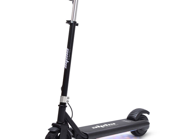 ALPHA Edge Electric Scooter Kids/Teens, 16km/h Max, Adjustable Height, UL Certified, AU Compliant, Dual Brakes, Bluetooth Music, LED, Black