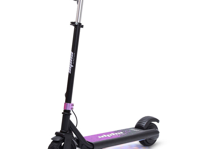 ALPHA Edge Electric Scooter Kids/Teens, 16km/h Max, Adjustable Height, UL Certified, AU Compliant, Dual Brakes, Bluetooth Music, LED, Pink