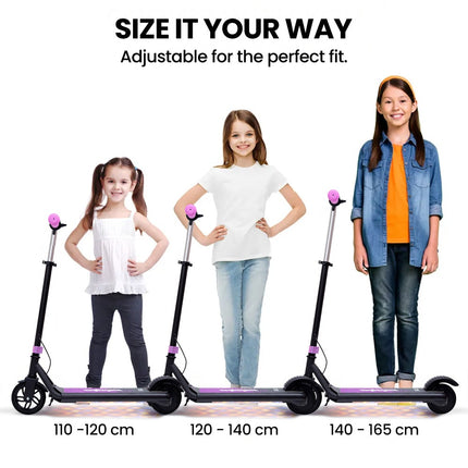 ALPHA Edge Electric Scooter Kids/Teens, 16km/h Max, Adjustable Height, UL Certified, AU Compliant, Dual Brakes, Bluetooth Music, LED, Pink