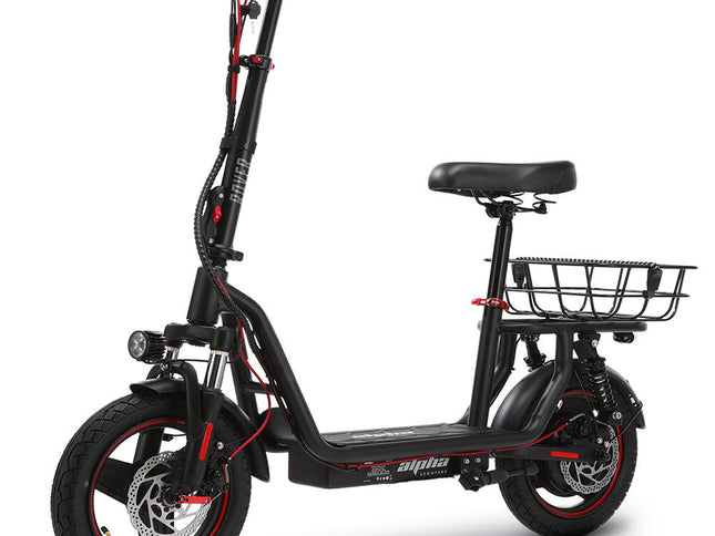 ALPHA Rover Electric Scooter with Seat, 500W 48V 25km/h 30km Range, 14-inch Tyres, Motorised Commuter eScooter for Adults, Black