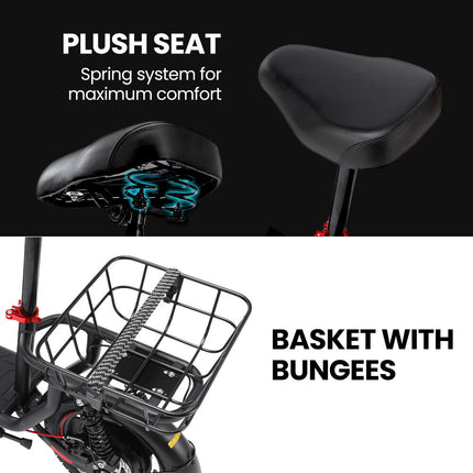 ALPHA Rover Electric Scooter with Seat, 500W 48V 25km/h 30km Range, 14-inch Tyres, Motorised Commuter eScooter for Adults, Black