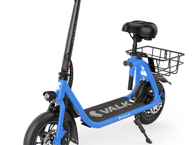 VALK Electric Scooter with Seat, Disc brakes, 12" Tyres, AU Compliant, for Adults, Teens, Commuter, Blue