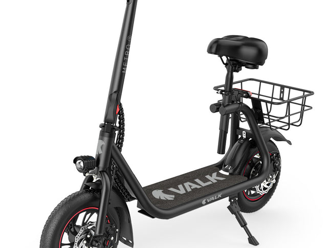 VALK Electric Scooter with Seat, Disc brakes, 12" Tyres, AU Compliant, for Adults, Teens, Commuter, Black