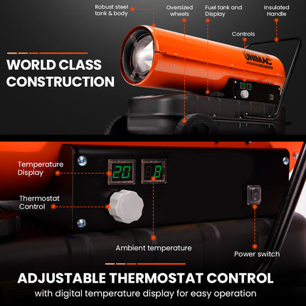 UNIMAC 30KW Portable Industrial Diesel Direct Forced Air Space Heater
