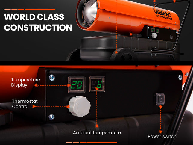 UNIMAC 30KW Portable Industrial Diesel Direct Forced Air Space Heater