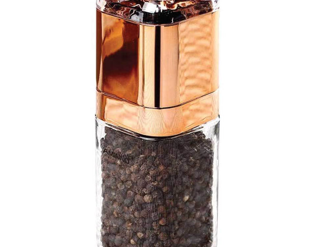 Salt and Pepper Grinder - 180ml Glass Design + Rose Gold Bottle Manual Hand Mill