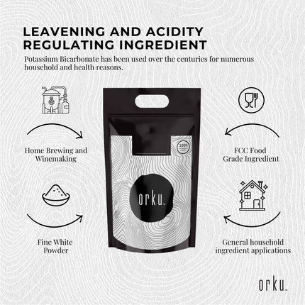 Orku 10Kg Potassium Bicarbonate Powder Bulk - Food Grade FCC Brewing Baking