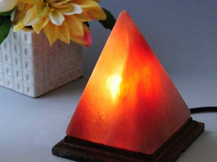 12V 12W Pyramid Himalayan Pink Salt Lamp Carved Rock Crystal Light Bulb On/Off