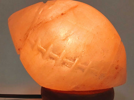 12V 12W Rugby Himalayan Pink Salt Lamp Carved Footy Rock Crystal Light Bulb On/Off