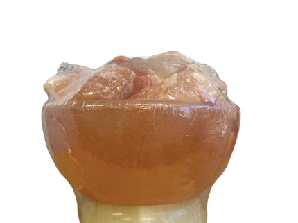 12V 12W Fire Bowl Himalayan Pink Salt Lamp Carved Rock Crystal Light Bulb On/Off