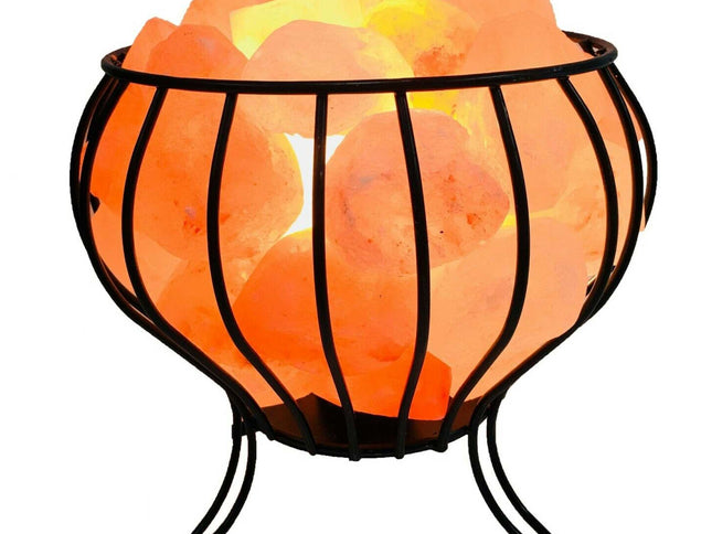 12V 12W Bud Iron Basket Himalayan Pink Salt Lamp Rock Crystal Light Bulb On/Off