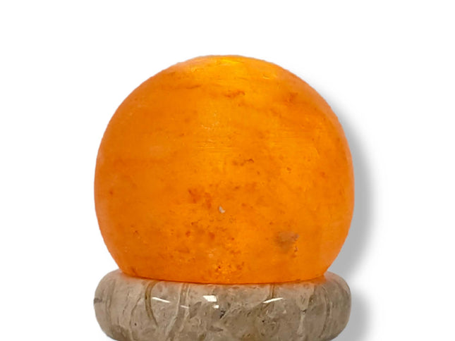 USB Himalayan Salt Lamp - Ball Sphere Carved Shape Pink Crystal Rock LED Light