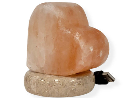 USB Himalayan Salt Lamp - Heart Love Carved Shape Pink Crystal Rock LED Light