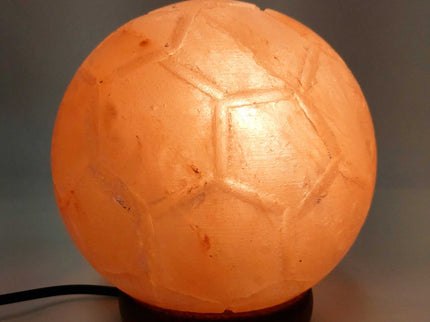 12V 12W Soccer Himalayan Pink Salt Lamp Carved Ball Rock Crystal Light Bulb On/Off