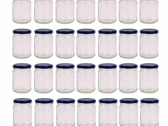 28x 250ml Flint Glass Jars +  Twist Lids - Round Food Storage Small Spices