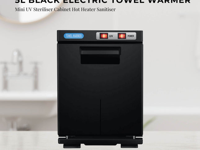 Orku 5L Black Electric Hand Towel Warmer Mini UV Steriliser Cabinet Salon Heater