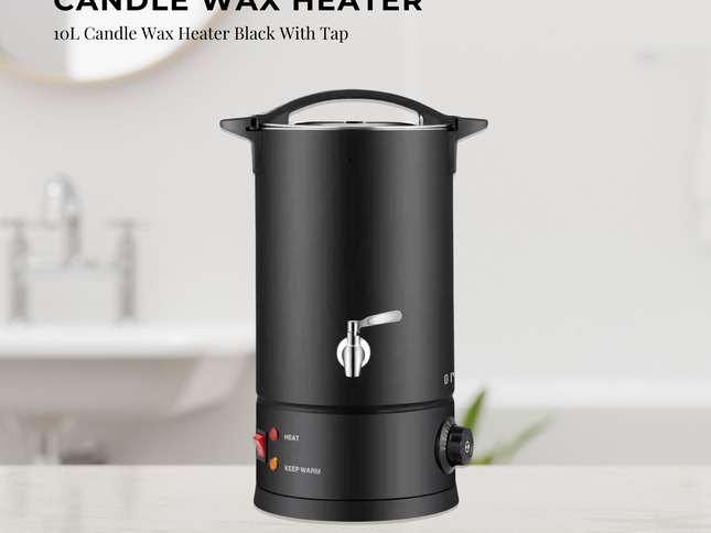 10L Candle Wax Heater Black With Tap - Soy Wax Melter Candle Making Pot