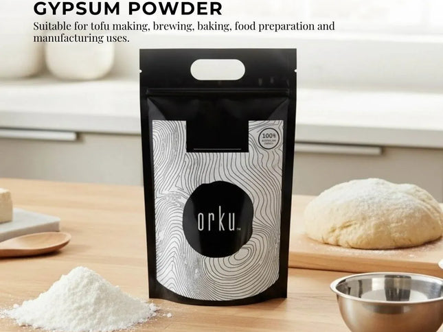 Orku 10Kg Fine Calcium Sulphate Gypsum Powder - Dihydrate Food Grade FCC E516