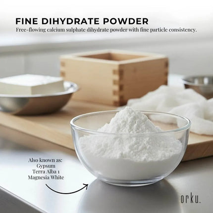 Orku 20Kg Fine Calcium Sulphate Gypsum Powder - Dihydrate Food Grade FCC E516